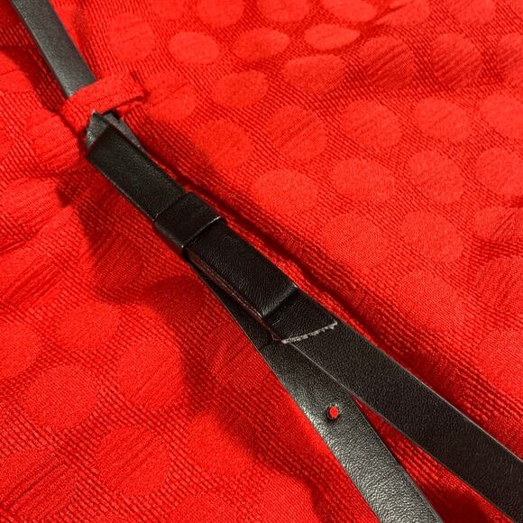 Shift Dress Crimson Red Polka Dot Belted Pockets Shelby & Palmer Midi Size 8 NWT - Picture 6 of 12